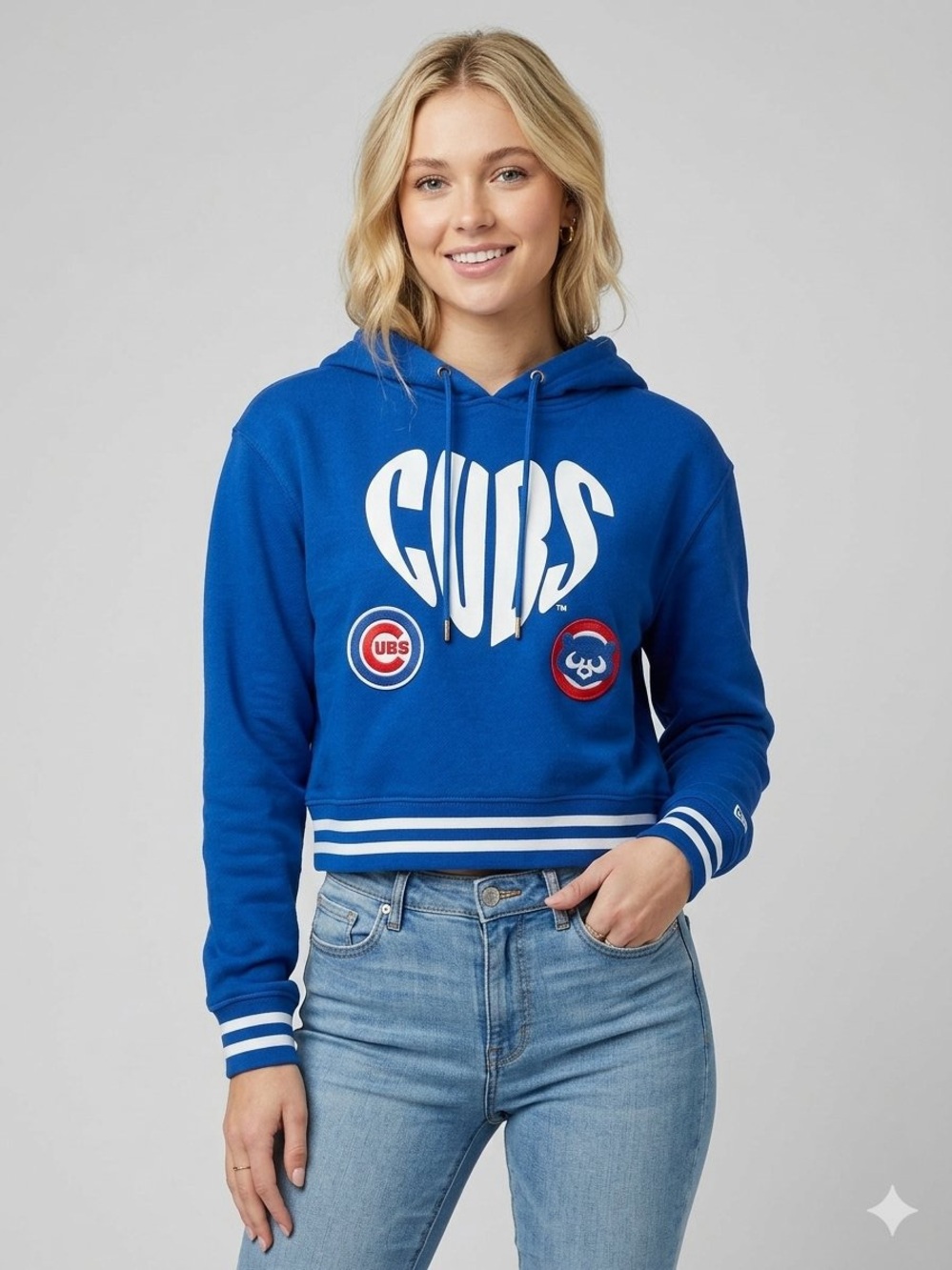 Mitchell & Ness Royal Blue Cropped Cubs Hoodie - Women's medium New with Tags